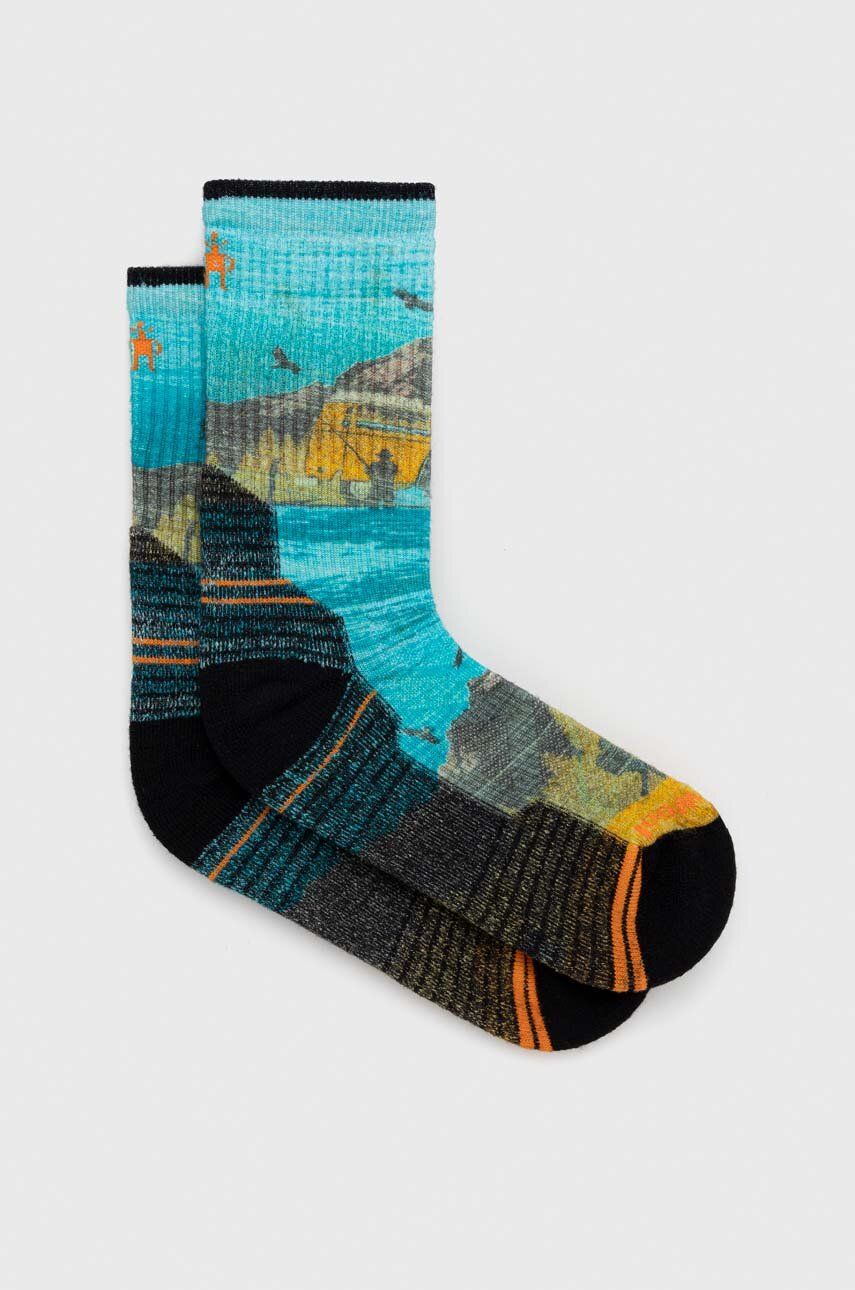 Ponožky Smartwool Hike Light Cushion Great Excursion Print - modrá - 55 % Merino vlna