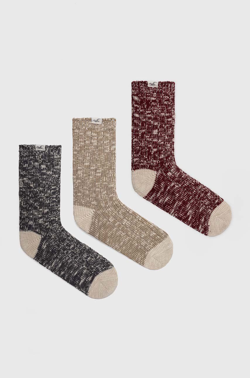 E-shop Ponožky Hollister Co. 3-pack pánské, vínová barva