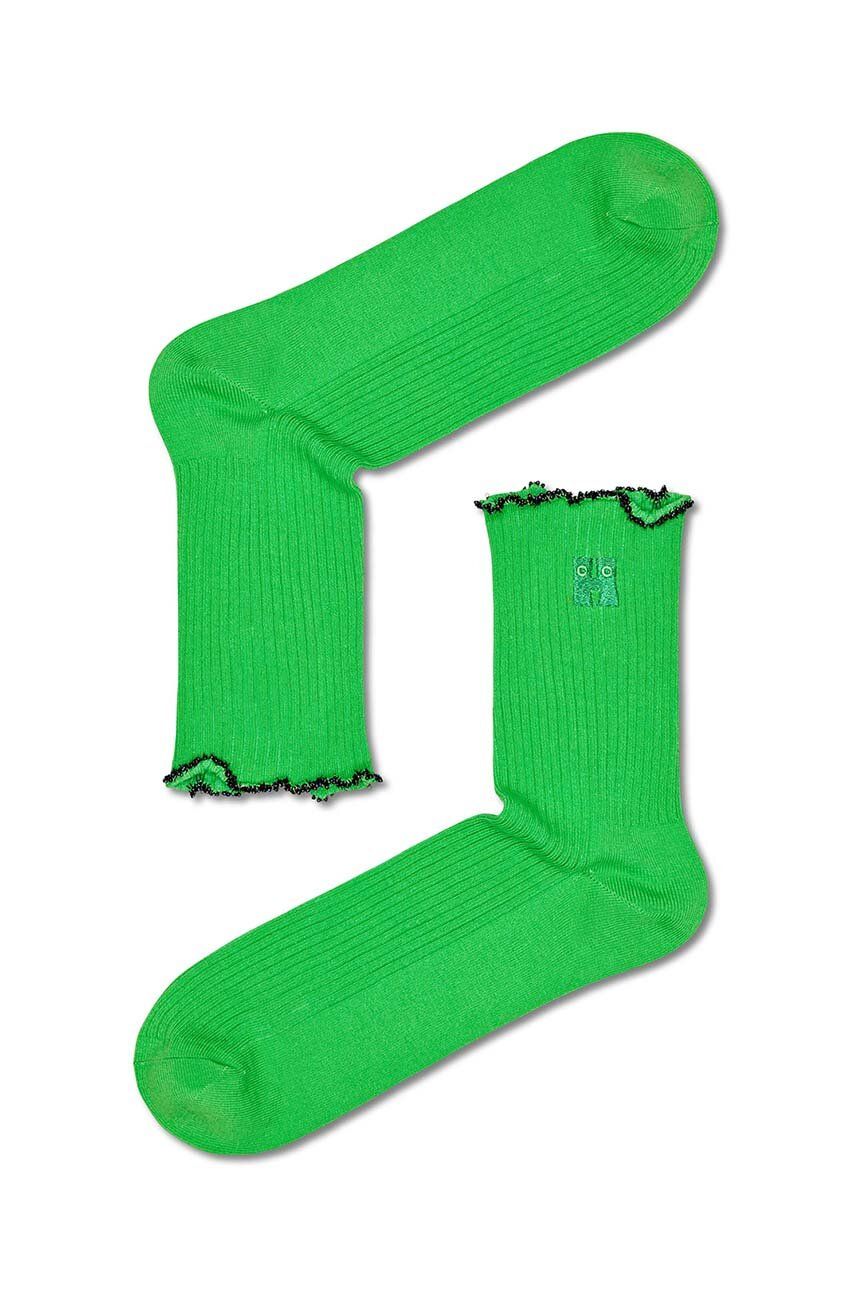 Happy Socks Sosete Beads 1/2 Crew Sock Culoarea Verde