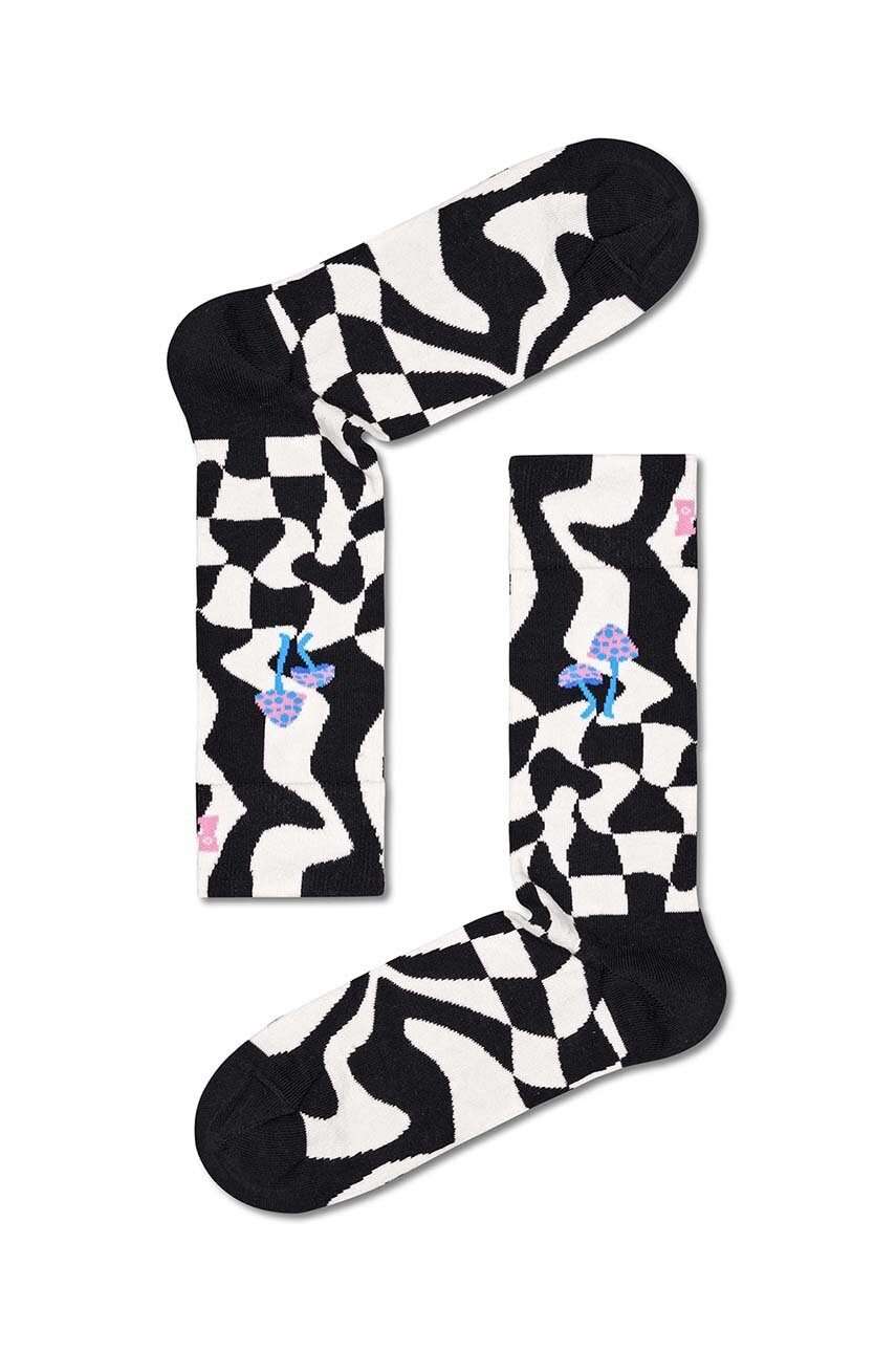 

Чорапи Happy Socks Distorted Check Sock в черно, Черен