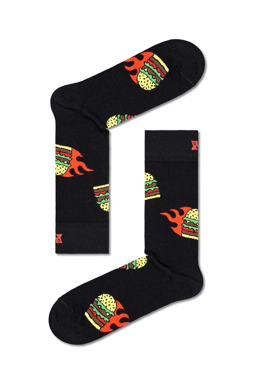 

Чорапи Happy Socks Flaming Burger Sock в черно, Черен