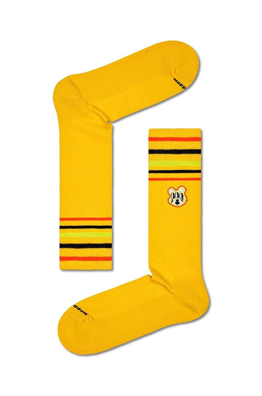 Ponožky Happy Socks Bear With Me Crew Sock žlutá barva - žlutá - 86 % Bavlna