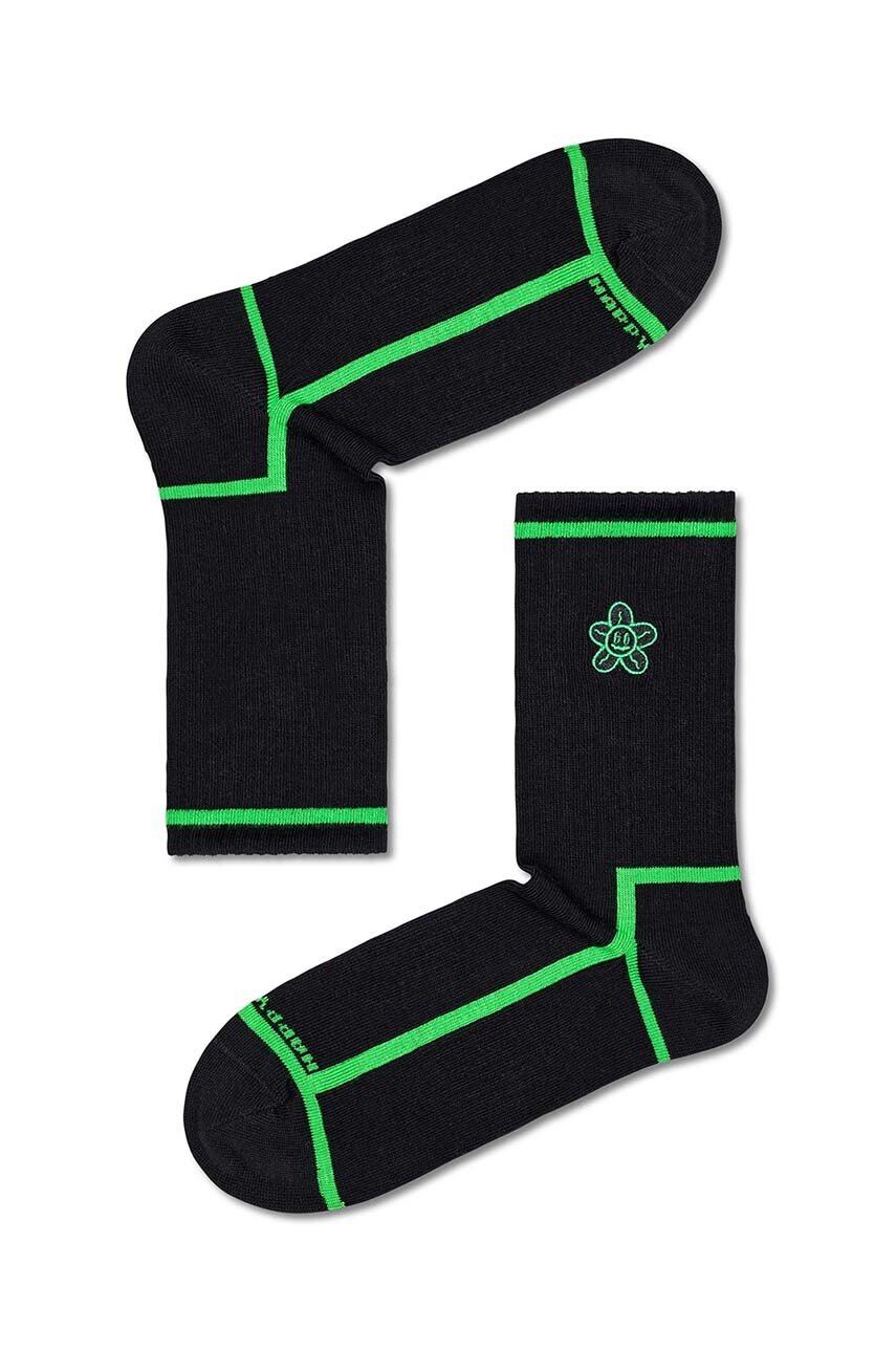 

Чорапи Happy Socks Squiggly Flower 3/4 Crew Sock в черно, Черен