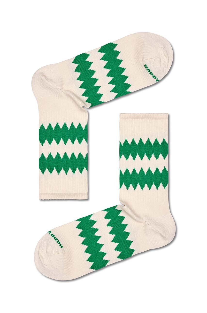

Шкарпетки Happy Socks Zigzag 3/4 Crew Sock колір бежевий