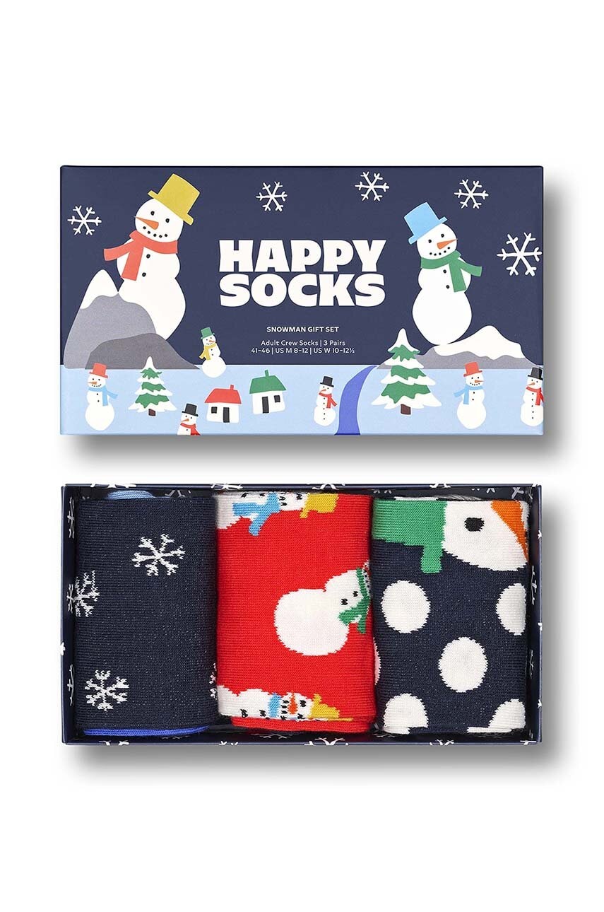 Ponožky Happy Socks Snowman Socks Gift Set 3-pack - vícebarevná - 86 % Bavlna