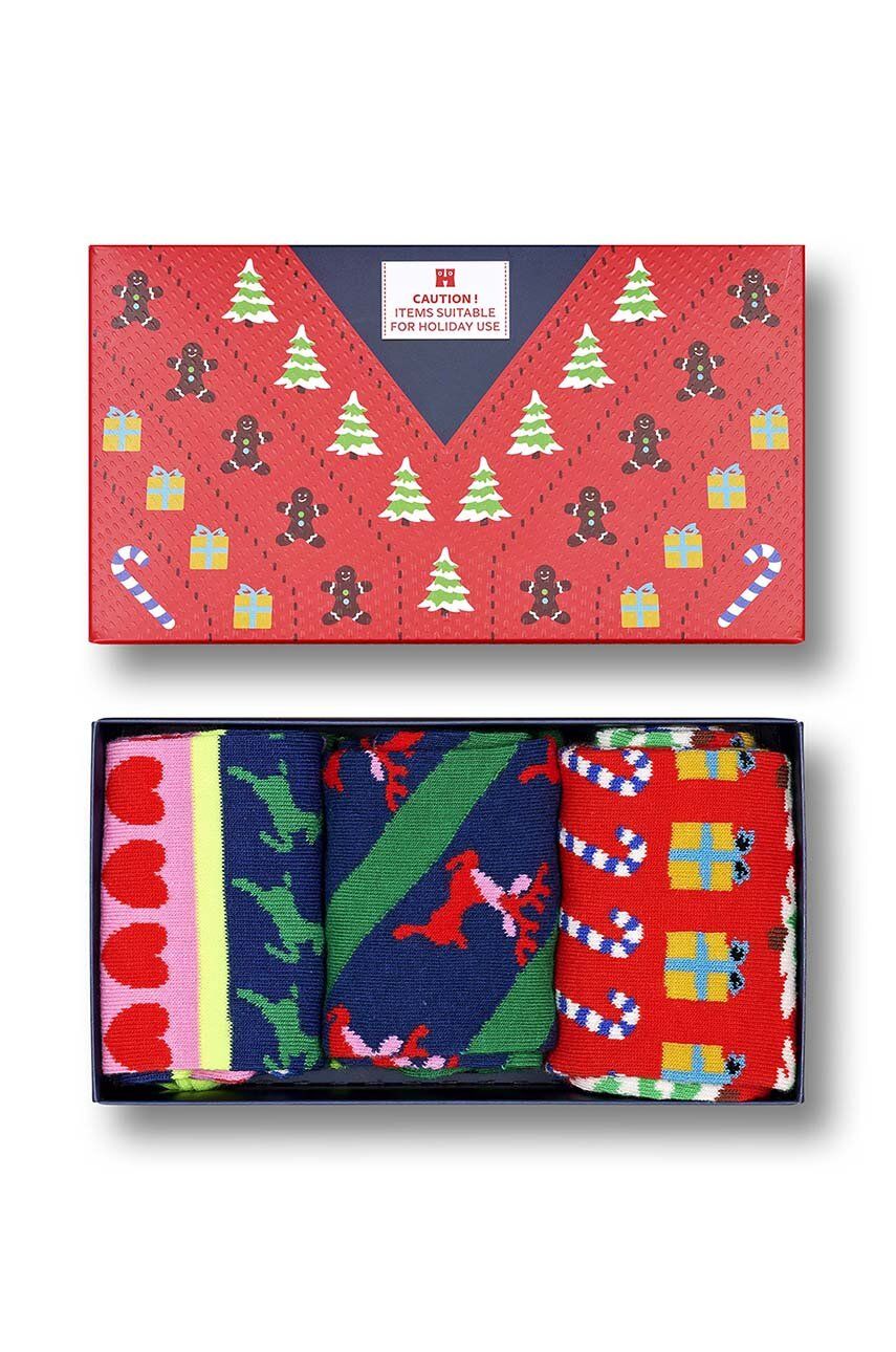 Ponožky Happy Socks Christmas 3-pack - vícebarevná - 86 % Bavlna