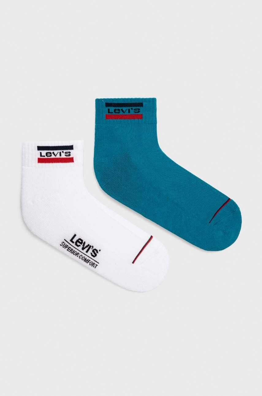 Ponožky Levi′s 2-pack tyrkysová barva - tyrkysová - 83 % Bavlna