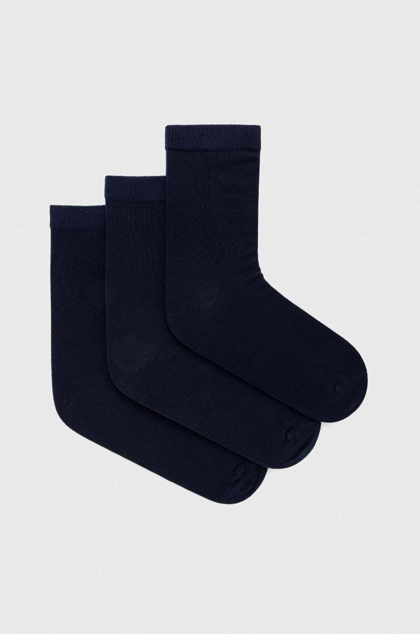 Ponožky United Colors of Benetton 3-pack tmavomodrá barva - námořnická modř -  79 % Bavlna