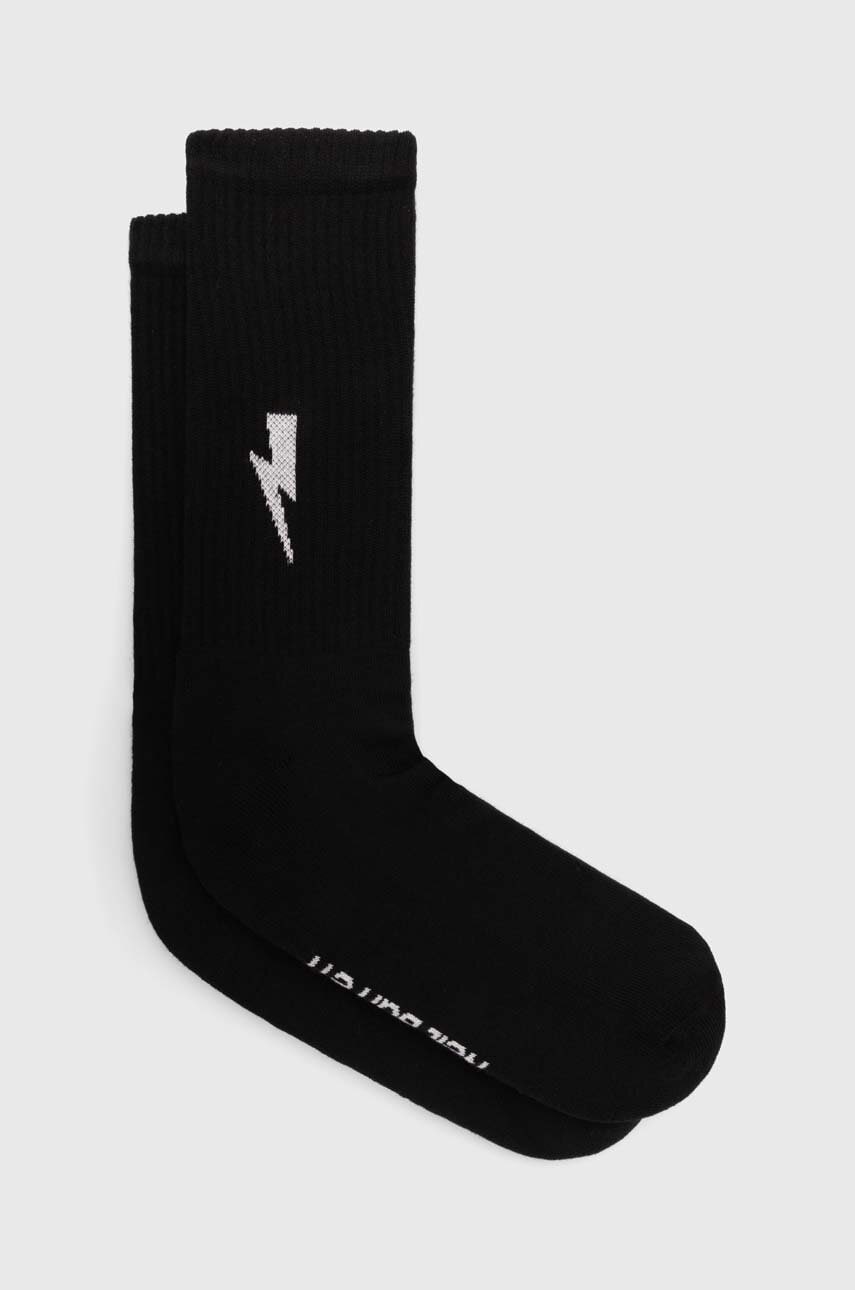 Neil Barett șosete BOLT COTTON SKATE SOCKS culoarea negru, PBAC116.C9400.514