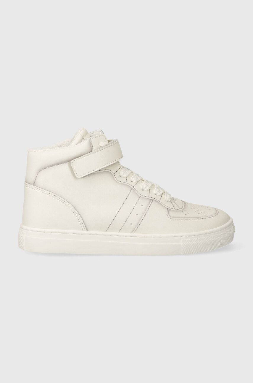 E-shop Dětské kožené sneakers boty Emporio Armani béžová barva