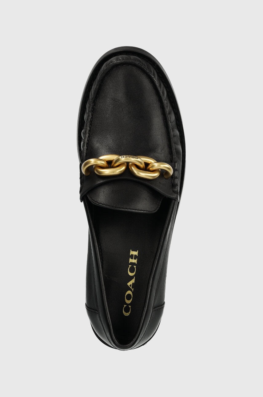 Шкіряні мокасини Coach Jess жіночі колір чорний на плоскому ходу CK008 