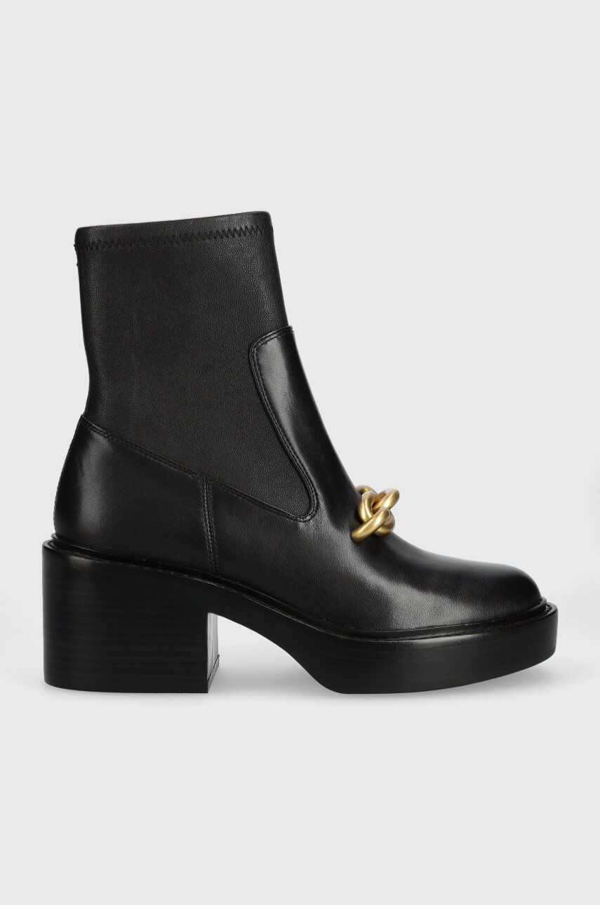 E-shop Kožené kotníkové boty Coach Kenna dámské, černá barva, na podpatku, CK031