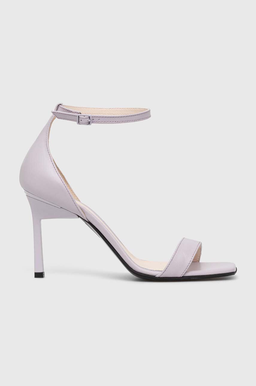 Levně Kožené sandály Calvin Klein GEO STILETTO SANDAL fialová barva, HW0HW01610