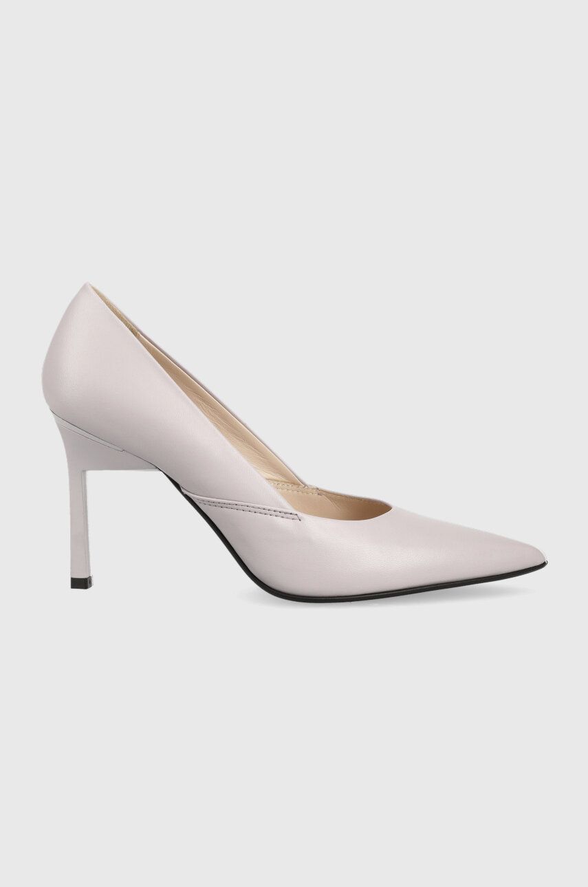 E-shop Kožené lodičky Calvin Klein GEO STILETTO PUMP 90 fialová barva, HW0HW01769