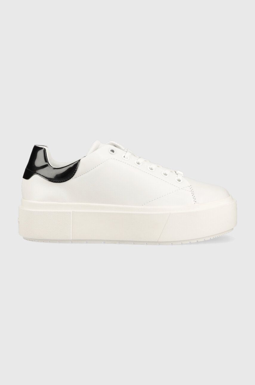 Kožené sneakers boty Calvin Klein SQUARED FLATFORM CUP bílá barva, HW0HW01775 - bílá -  Svršek: