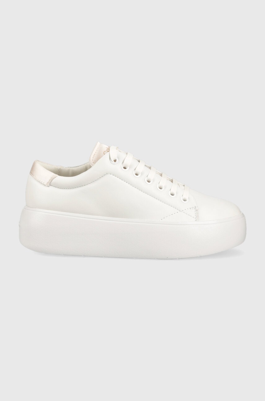 Levně Kožené sneakers boty Calvin Klein BUBBLE CUPSOLE LACE bílá barva, HW0HW01778