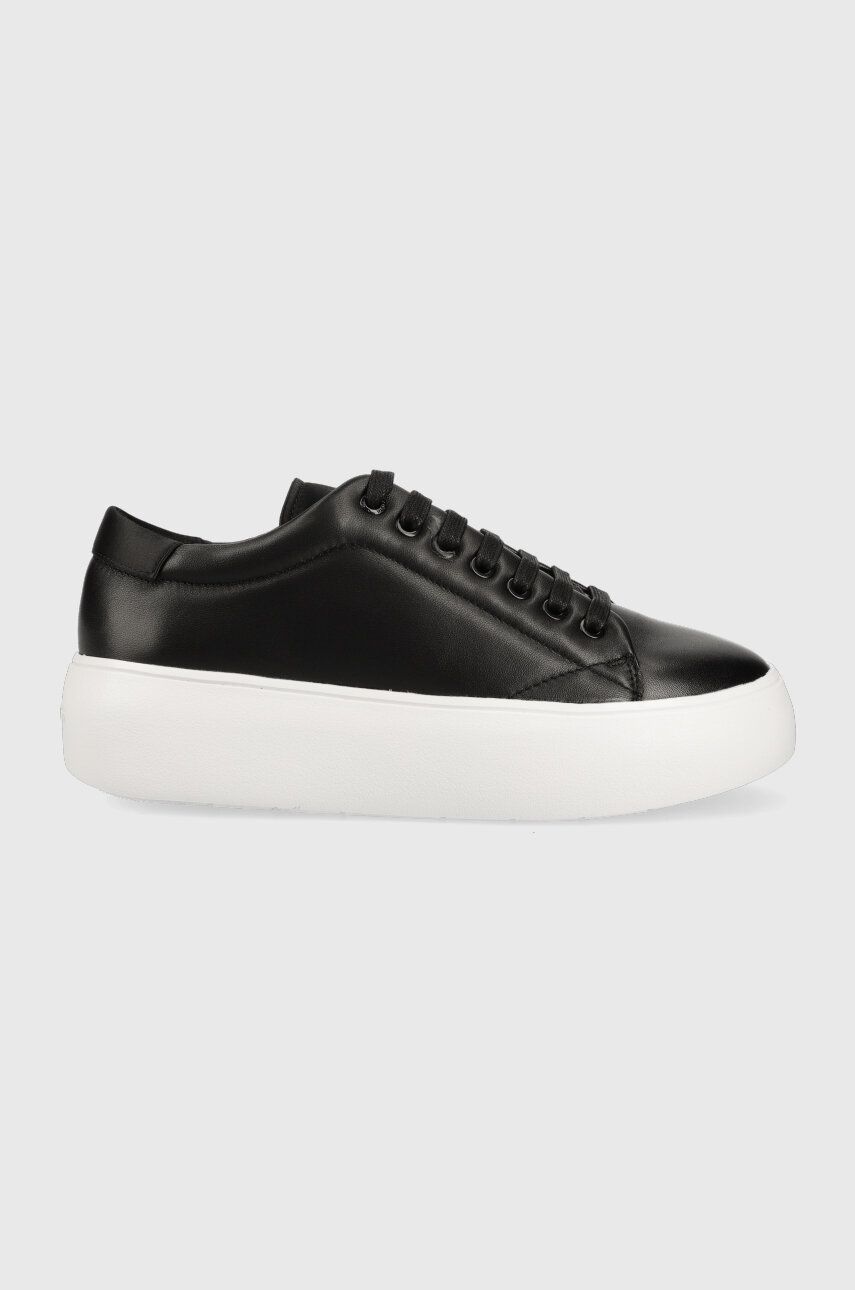 Levně Kožené sneakers boty Calvin Klein BUBBLE CUPSOLE LACE černá barva, HW0HW01778