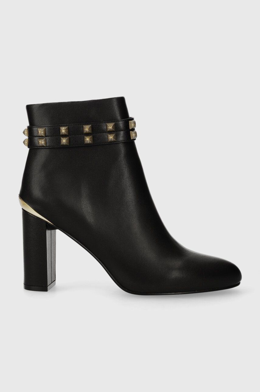 Kožené kotníkové boty Just Cavalli dámské, černá barva, na podpatku, 75RA3S60 ZP274 899