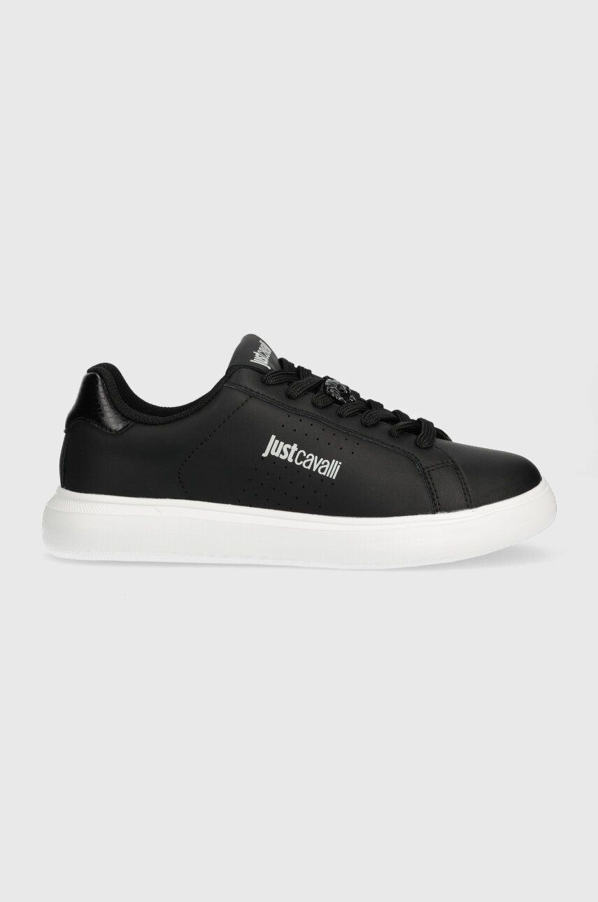 Sneakers boty Just Cavalli černá barva, 75RA3SB3 ZP279 899 - černá - Svršek: Umělá hmota
