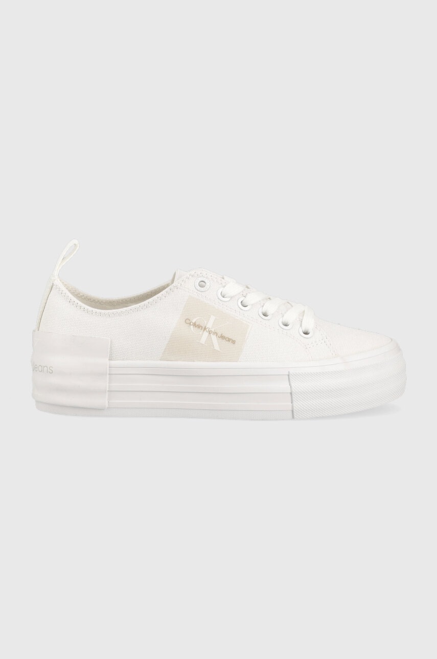

Ниски кецове Calvin Klein Jeans BOLD VULC FLATF LACE в бяло YW0YW01039, Бял