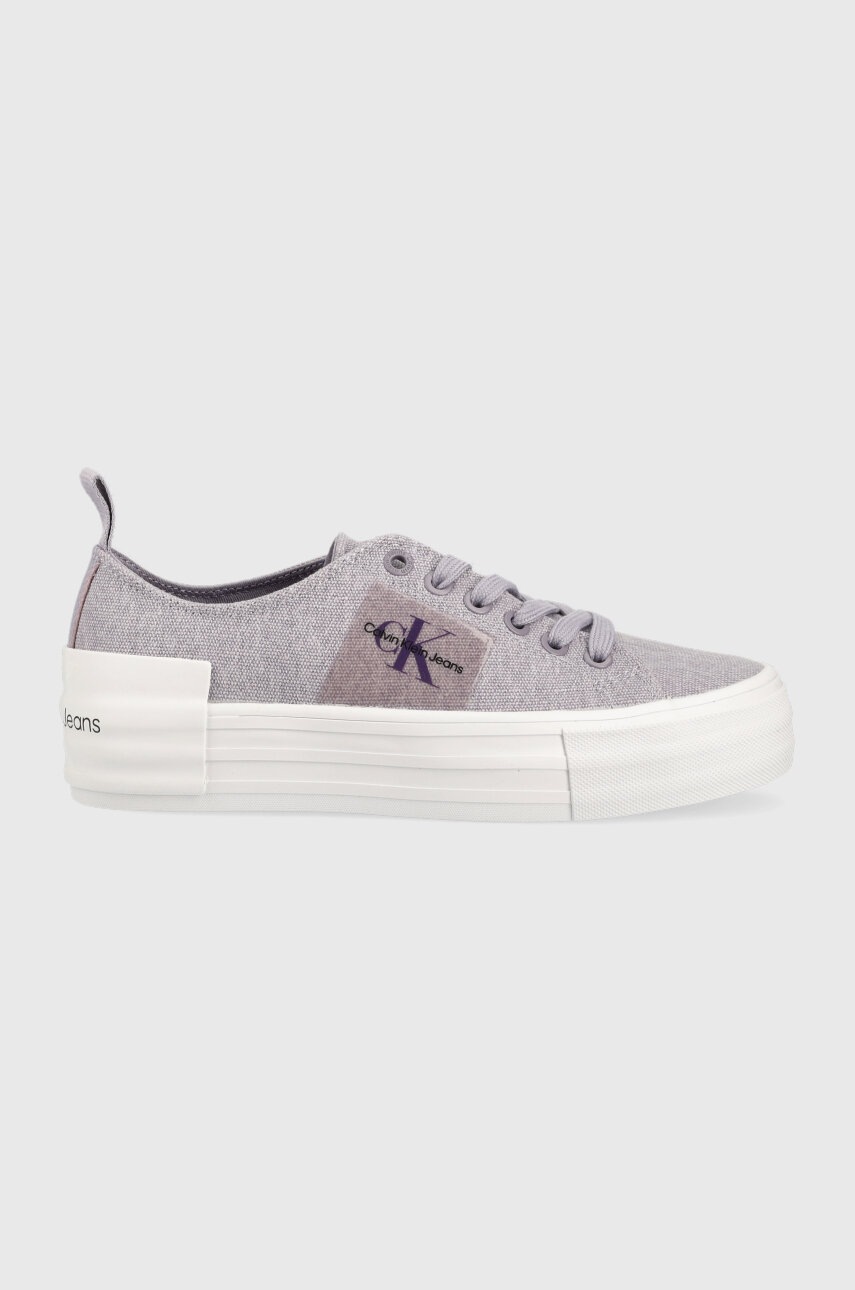 Tenisky Calvin Klein Jeans BOLD VULC FLATF LACE dámské, fialová barva, YW0YW01039 - fialová -  