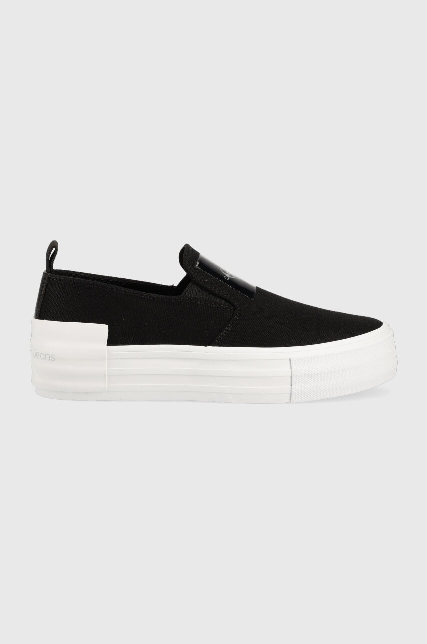 

Ниски кецове Calvin Klein Jeans BOLD VULC FLATF SLIP в черно YW0YW01040, Черен