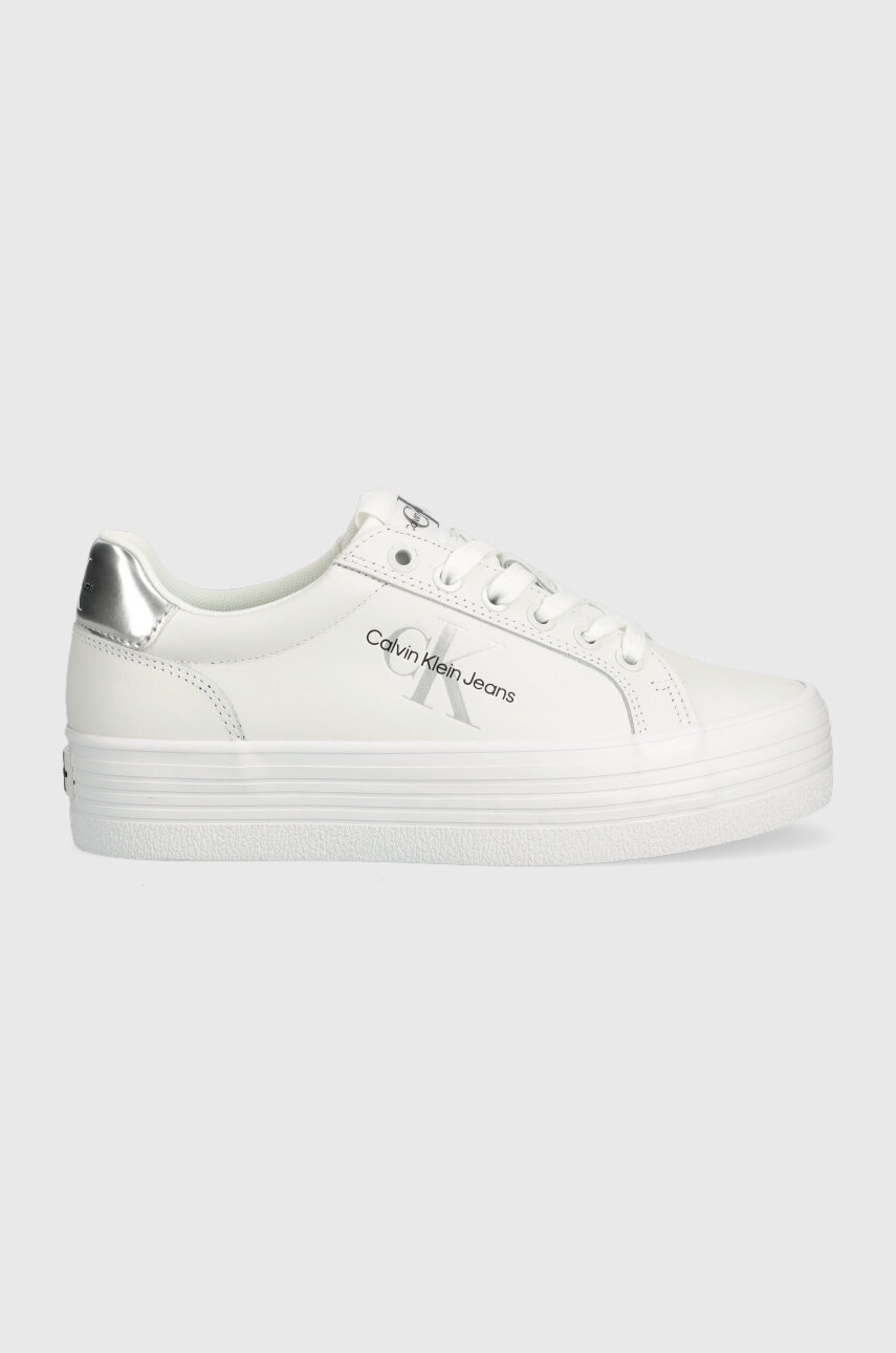 

Кожени маратонки Calvin Klein Jeans VULC FLATFORM LACEUP в бяло YW0YW01222, Бял
