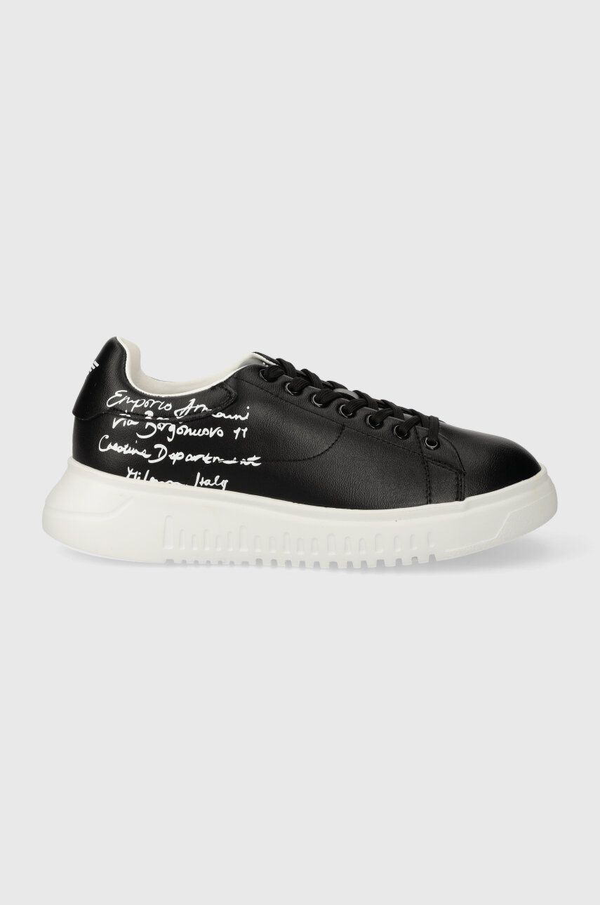 Kožené sneakers boty Emporio Armani černá barva, X3X024 XN894 A120 - černá - Svršek: Přírodní kůže