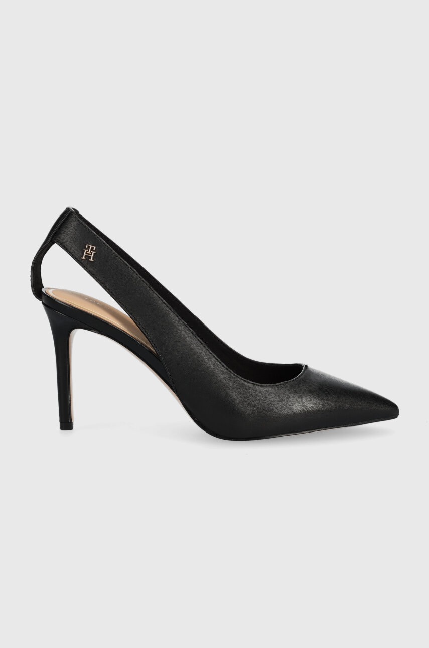 

Кожени обувки с висок ток Tommy Hilfiger TH POINTY SLING BACK в черно FW0FW07350, Черен