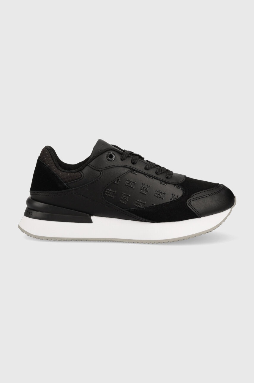 

Кожаные кроссовки Tommy Hilfiger ELEVATED EMBOSSED RUNNER цвет чёрный FW0FW07452
