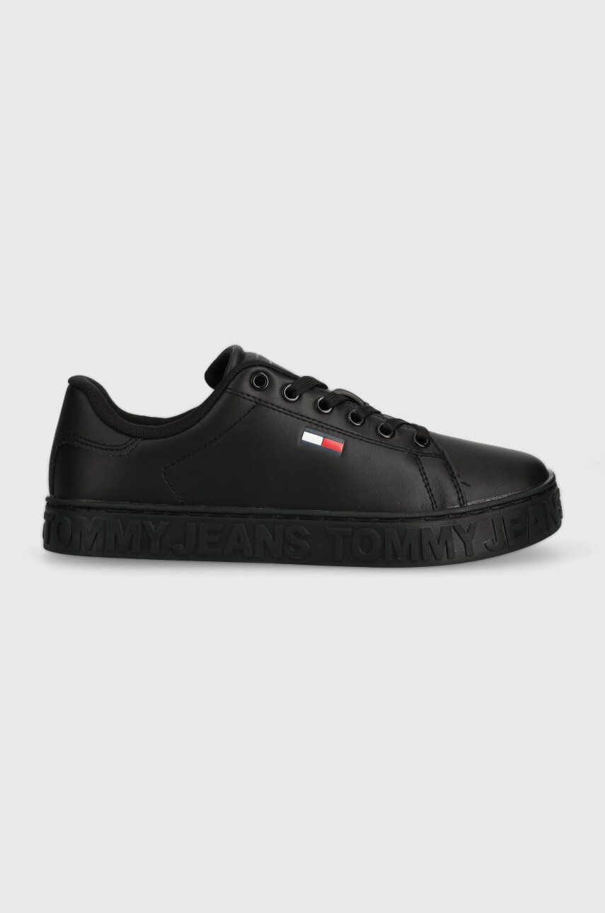 Kožené sneakers boty Tommy Jeans COOL SNEAKER černá barva, EN0EN02042 - černá -  Svršek: Přírod