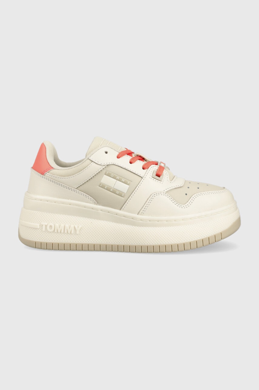 Tommy Jeans Sneakers Tjw Retro Basket Flatform Culoarea Bej, En0en02208