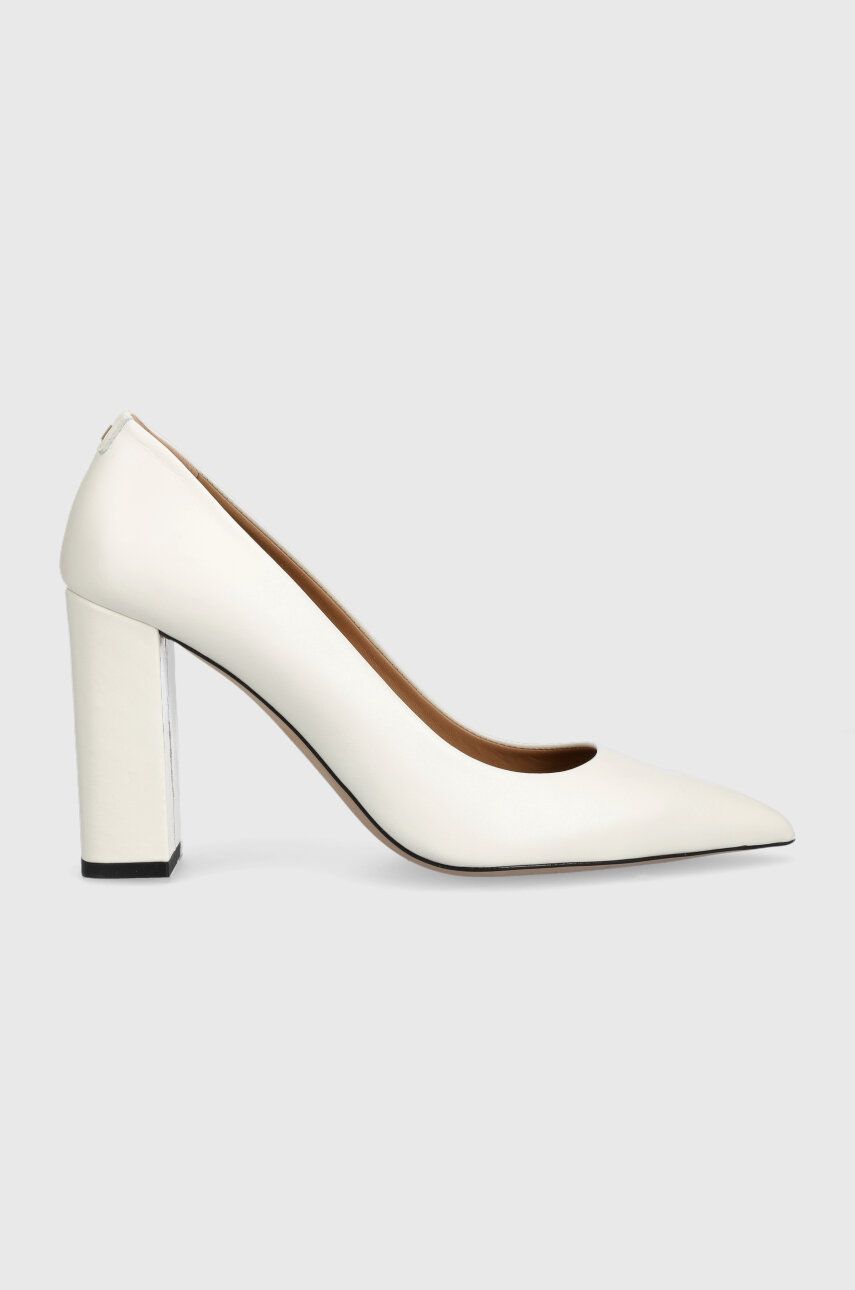 BOSS pantofi de piele Janet Chunky culoarea alb, cu toc drept, 50504566 femei 2023-09-23