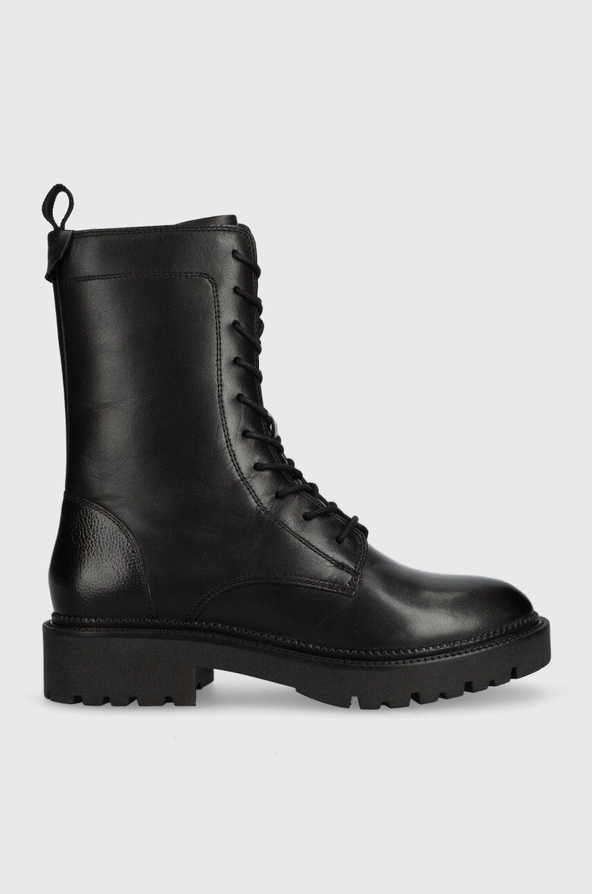 Levně Kožené kotníkové boty Gant Kelliin dámské, černá barva, na plochém podpatku, lehce zateplené, 27541350.G00