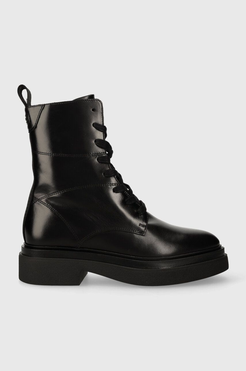 Levně Kožené kotníkové boty Gant Zandrin dámské, černá barva, na platformě, 27541381.G00
