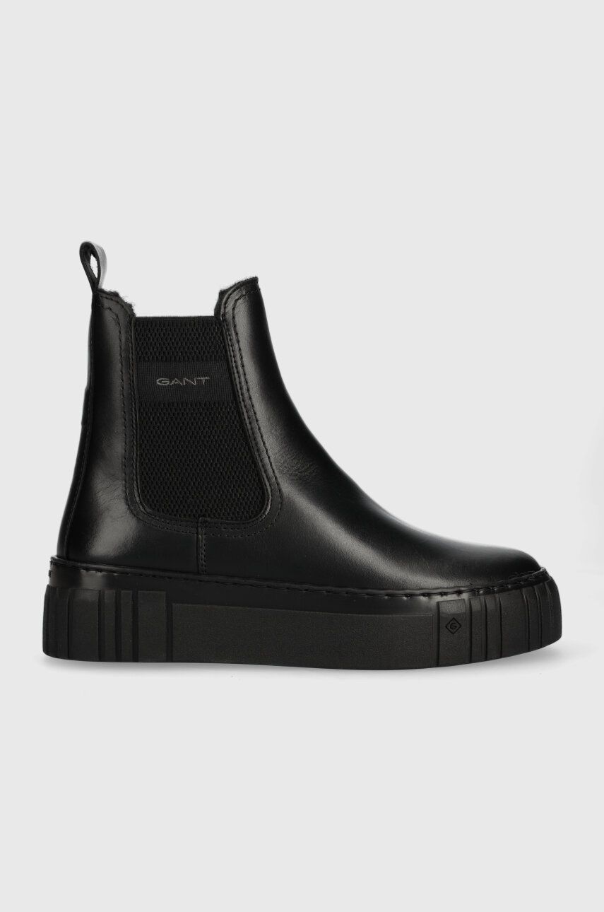 Kožené kotníkové boty Gant Snowmont dámské, černá barva, na platformě, zateplené, 27551372.G00 - čer