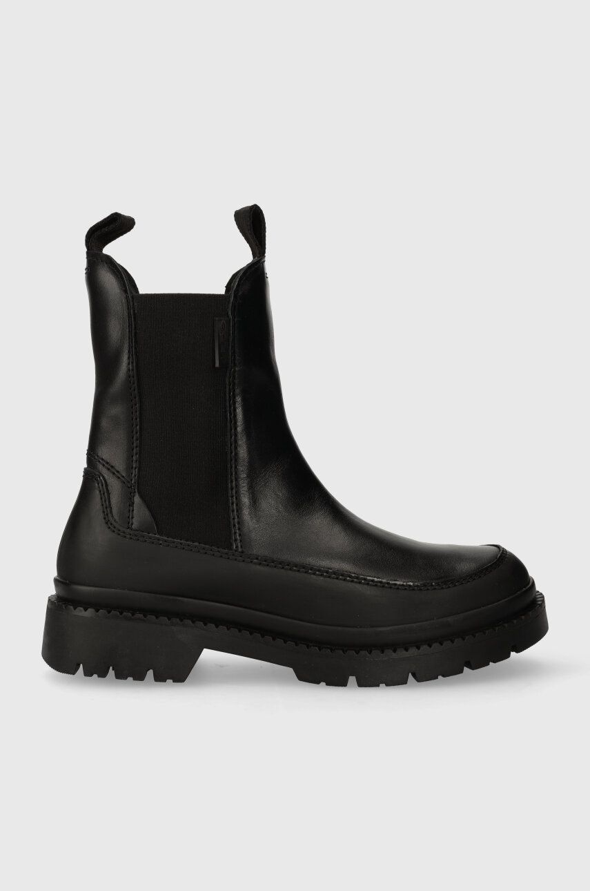 Kožené kotníkové boty Gant Prepnovo dámské, černá barva, na plochém podpatku, 27551396.G00