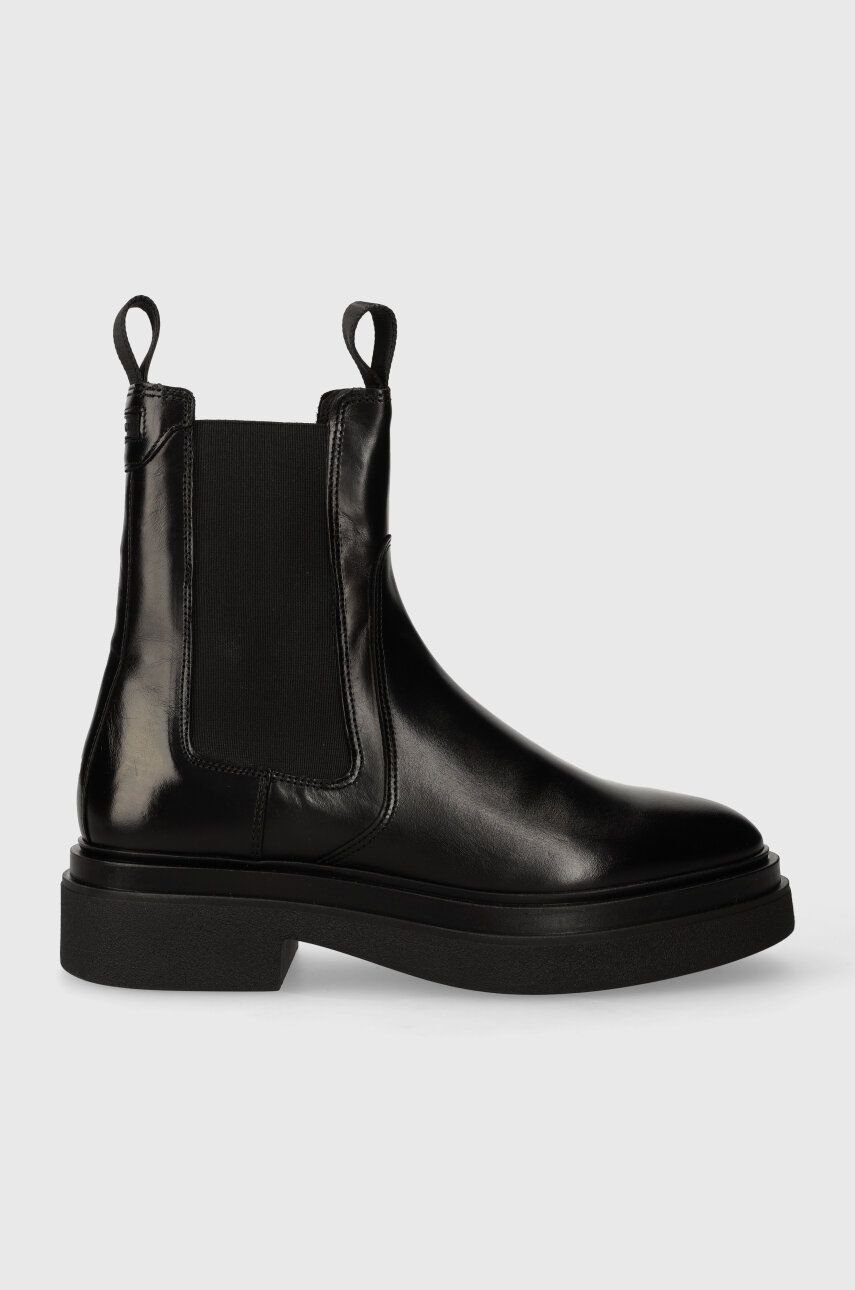 Kožené kotníkové boty Gant Zandrin dámské, černá barva, na platformě, 27551400.G00 - černá - Svršek: