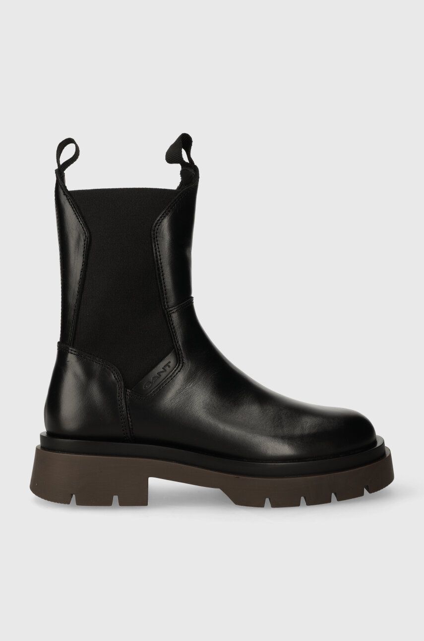 Levně Kožené kotníkové boty Gant Meghany dámské, černá barva, na plochém podpatku, 27551402.G030