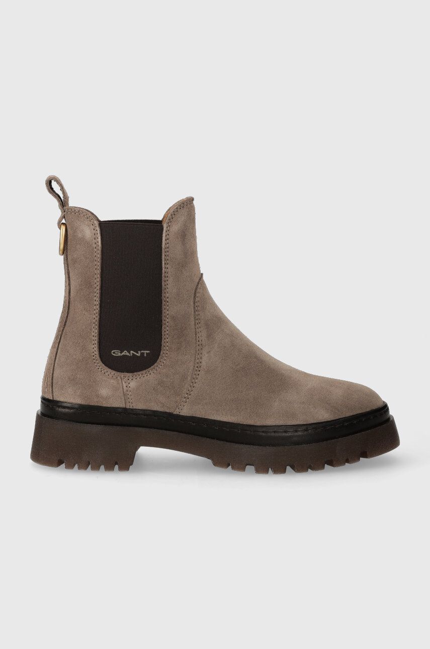 E-shop Semišové boty Gant Aligrey dámské, hnědá barva, na plochém podpatku, lehce zateplené, 27553441.G241