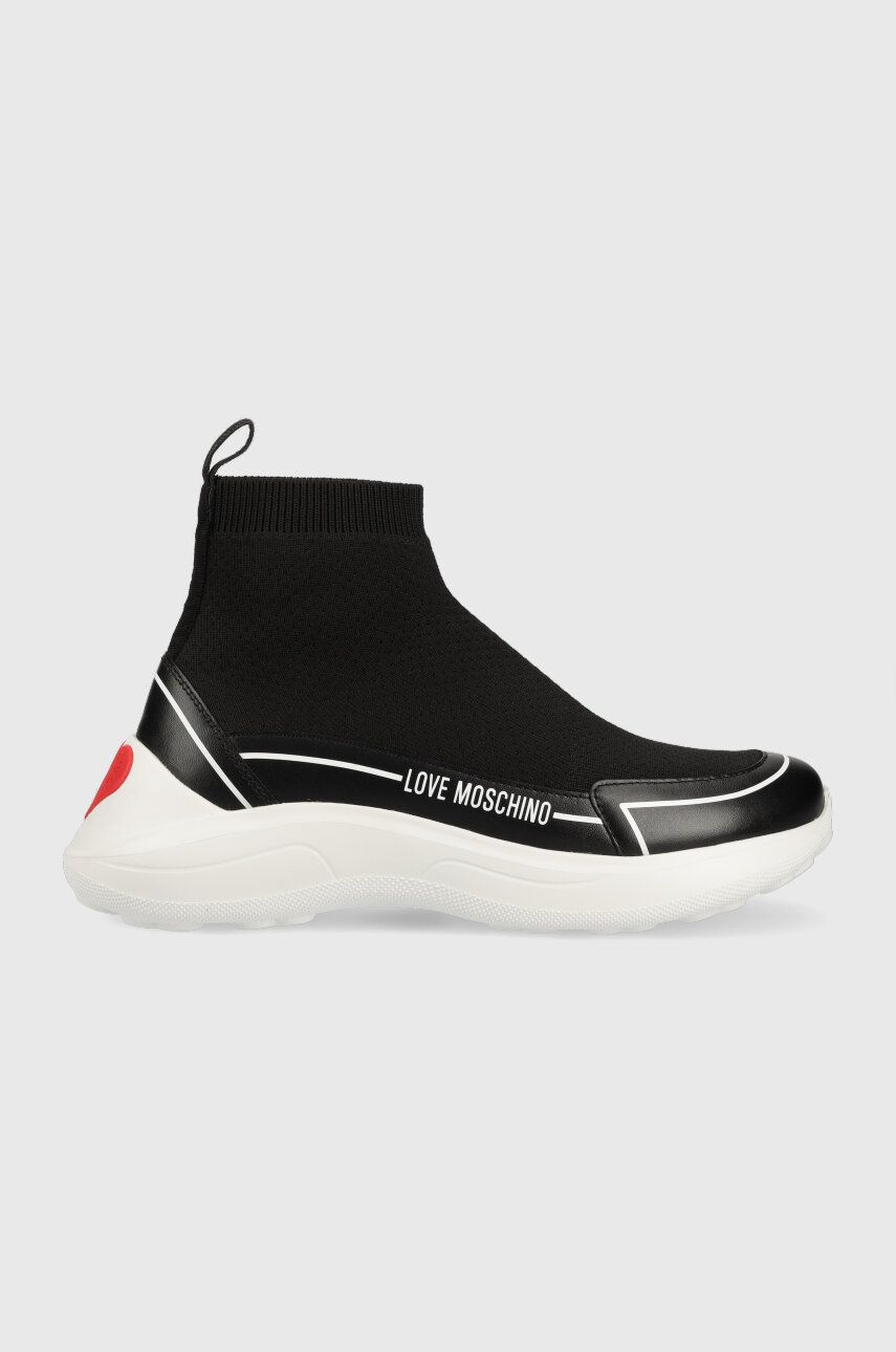 Sneakers boty Love Moschino černá barva, JA15176G1HIY200A - černá -  Svršek: Textilní materiál