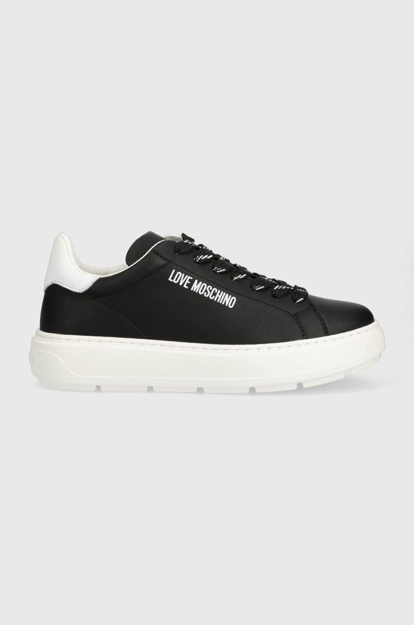 Kožené sneakers boty Love Moschino černá barva, JA15374G1HIA100A - černá -  Svršek: Přírodní ků