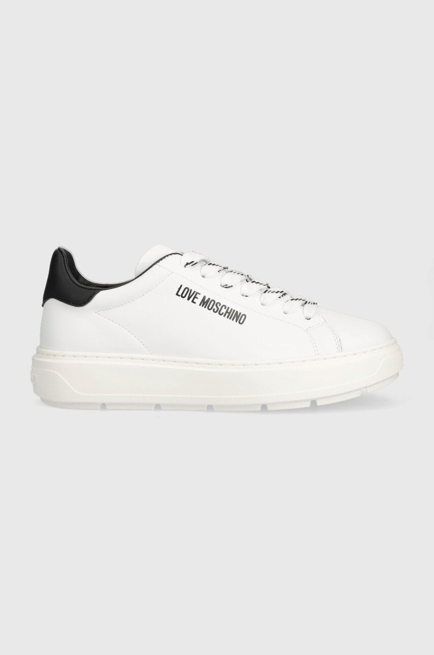 Kožené sneakers boty Love Moschino bílá barva, JA15374G1HIA110A - bílá -  Svršek: Přírodní kůže