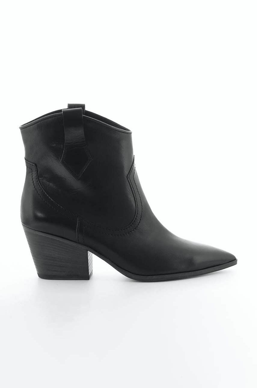 Levně Kožené kotníkové boty Kennel & Schmenger Dallas dámské, černá barva, na podpatku, 21-73640.420