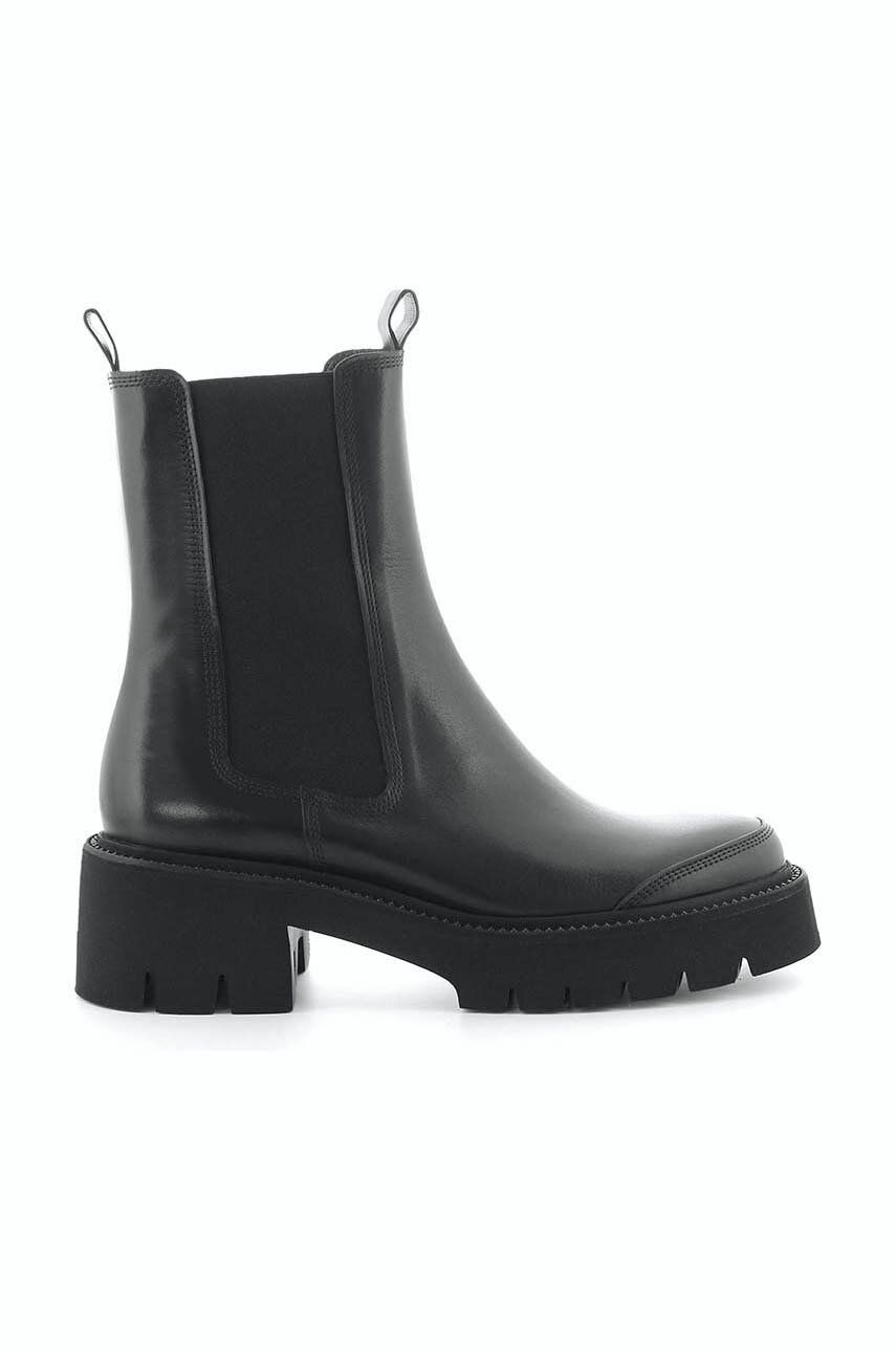 E-shop Kožené kotníkové boty Kennel & Schmenger Shiny dámské, černá barva, na podpatku, 21-42020.420