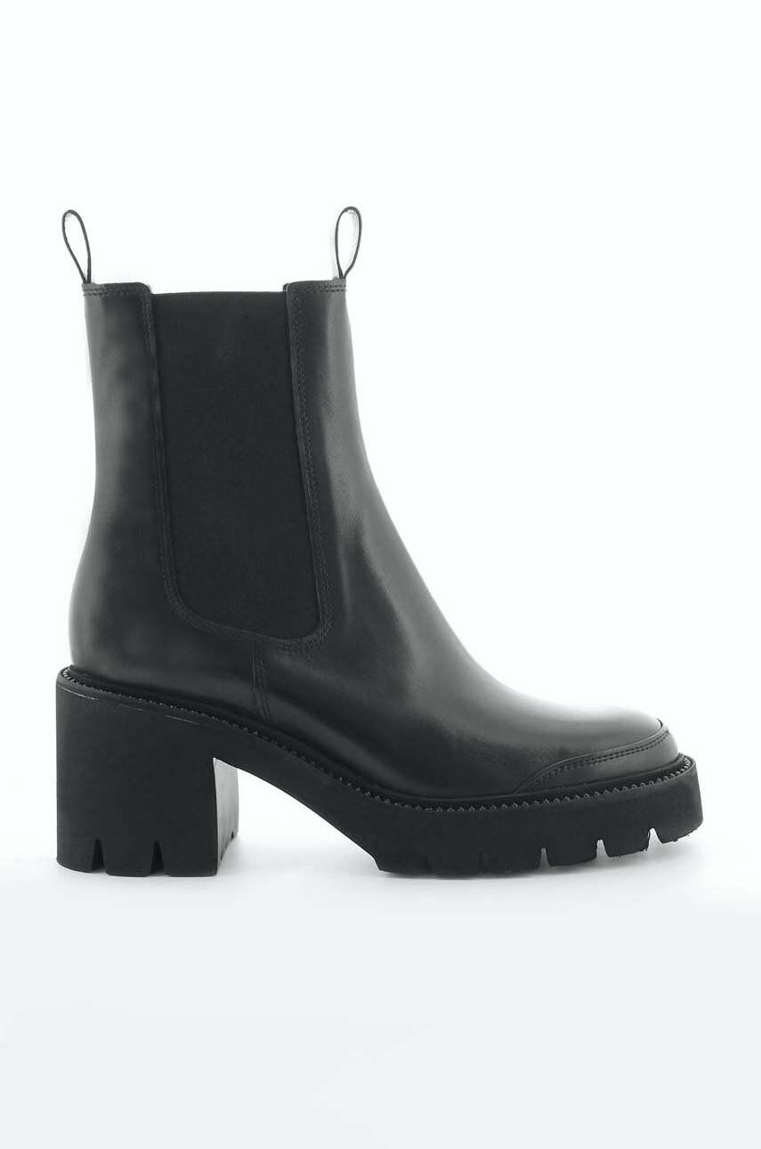 E-shop Kožené kotníkové boty Kennel & Schmenger Glossy dámské, černá barva, na podpatku, 21-54580.720