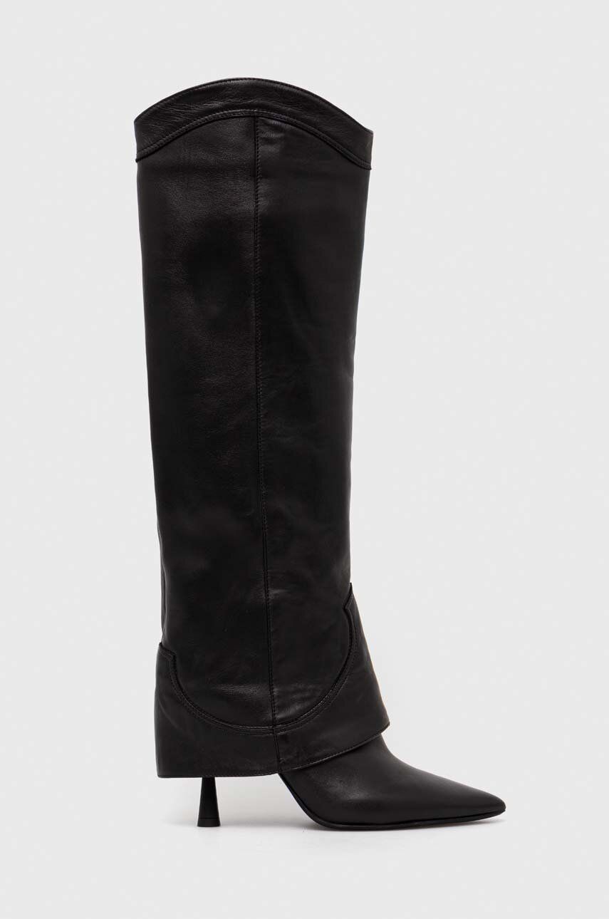 AGL Ghete De Piele LETIZIA BOOT Femei, Culoarea Negru, Cu Toc Cui, D247509PCSOFTY0000