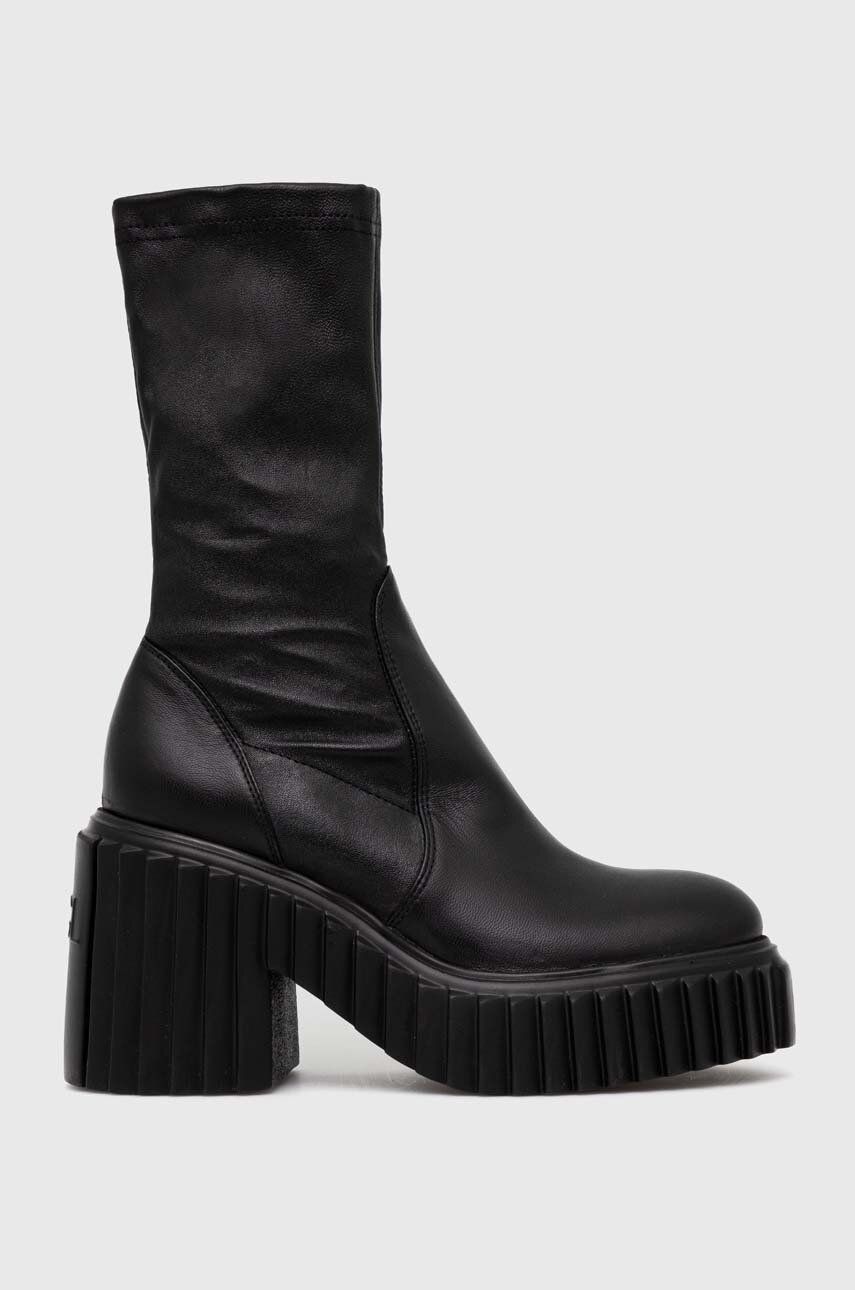 AGL cizme de piele TIGGY STRETCH femei, culoarea negru, cu toc drept, D263522PGK06891013