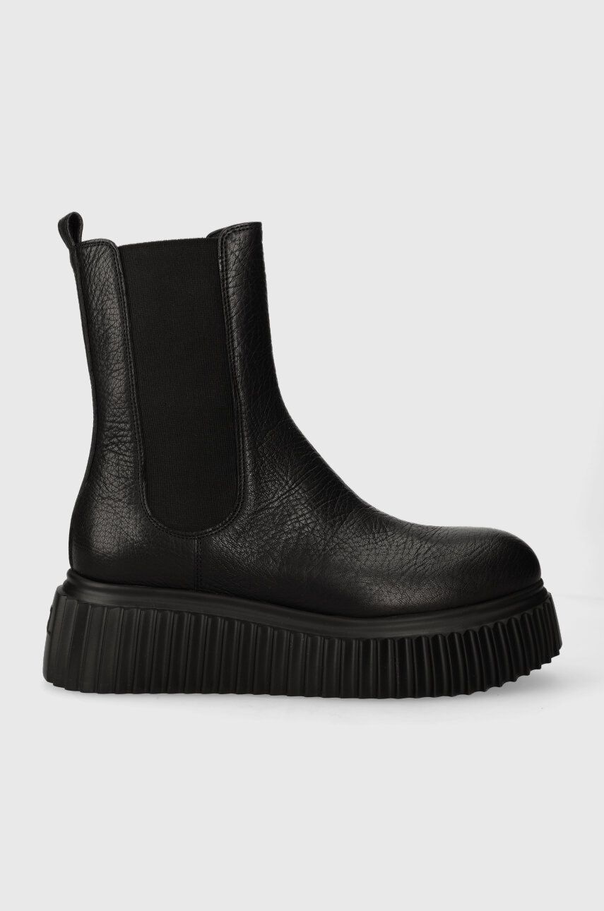 E-shop Kožené kotníkové boty AGL PENELOPE dámské, černá barva, na platformě, D751546PGKI0121013