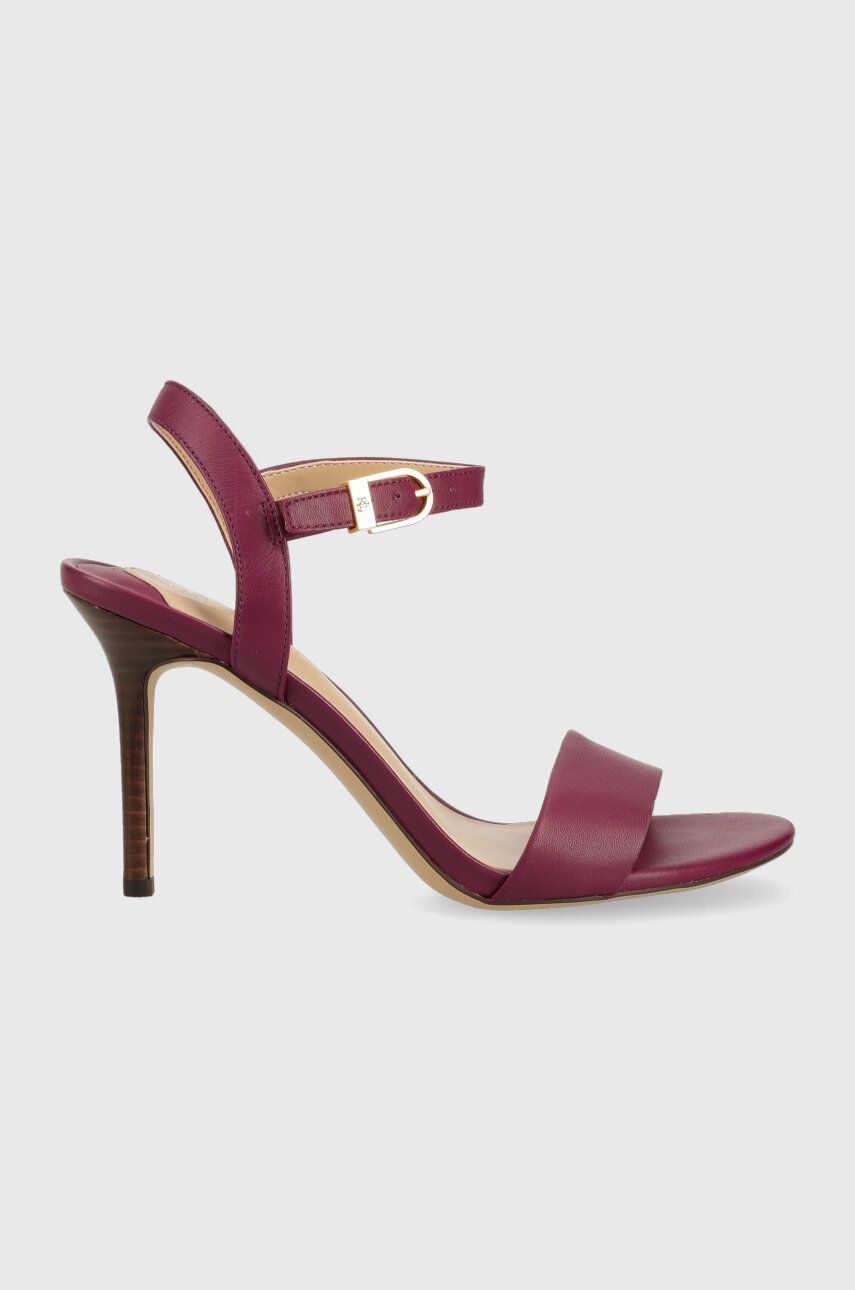 Kožené sandály Lauren Ralph Lauren Gwen fialová barva, 802836571004 - fialová -  Svršek: Přírod